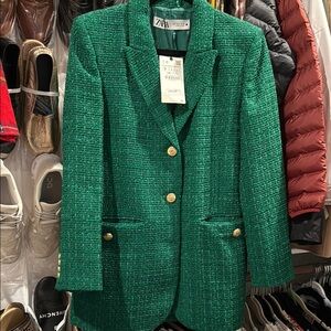 Zara Green Textured Blazer